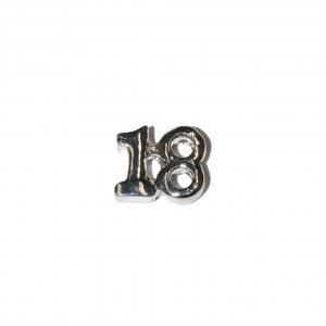18 silvertone birthday 7mm floating charm