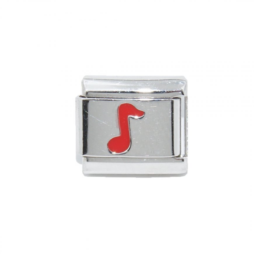 Red Single Music Note - 9mm Italian charm - Click Image to Close