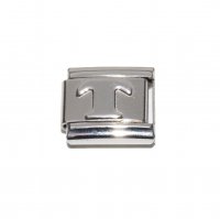 Silver coloured letter T - 9mm Italian charm