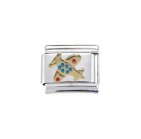 Plane - travel - gold, blue and red 9mm Italian Charm