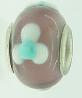 EB74 - Glass bead - Purple bead with white and turquoise dots