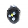 EB55 - Glass bead - Black bead with white and yellow dots