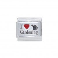 I love gardening - red heart laser - 9mm Italian charm