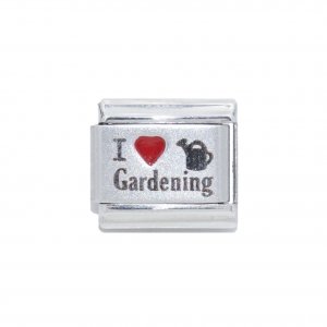 I love gardening - red heart laser - 9mm Italian charm