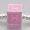 Pink letter H - fits European bead bracelets