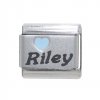 Personalised name with blue heart - 9mm Italian charm