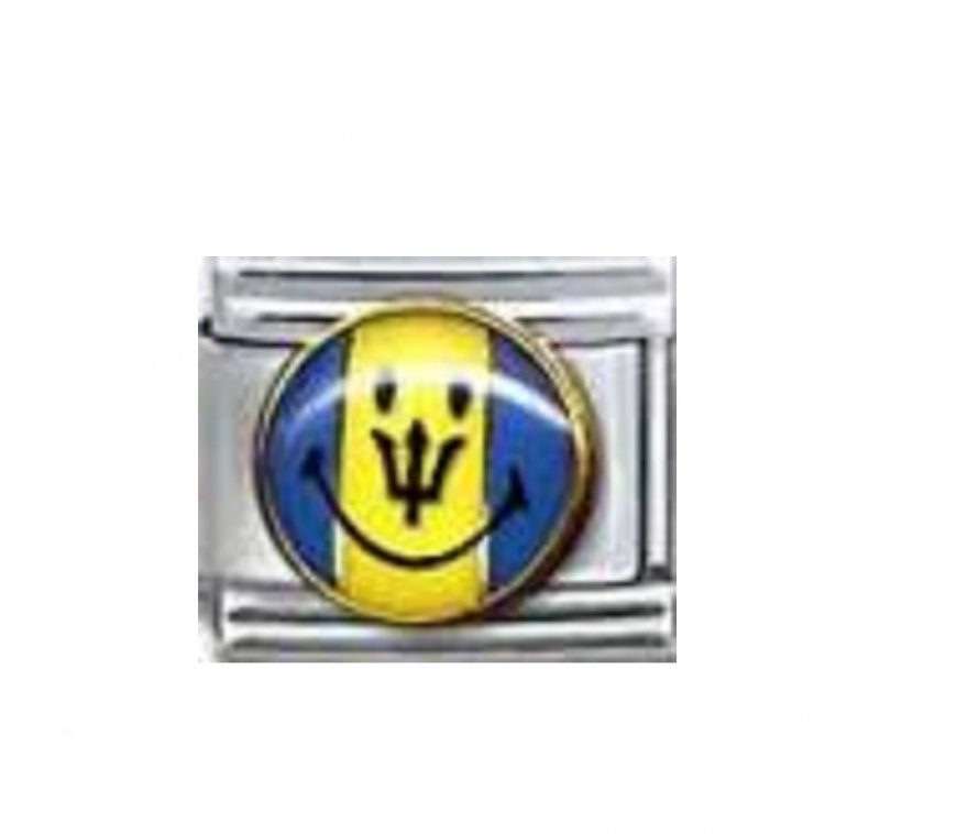 Flag - Barbados - smiley face 9mm Italian charm - Click Image to Close
