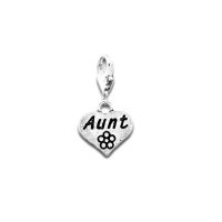 Clip on charm - Heart with flower - Aunt