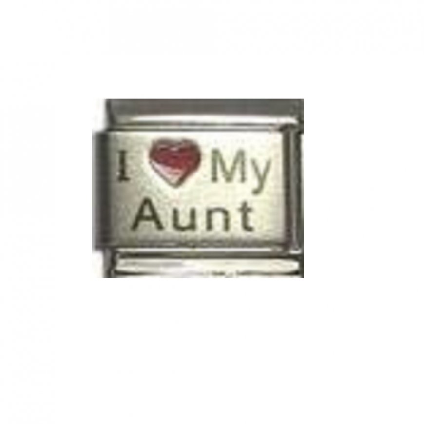 I love my Aunt - red heart laser 9mm Italian Charm - Click Image to Close