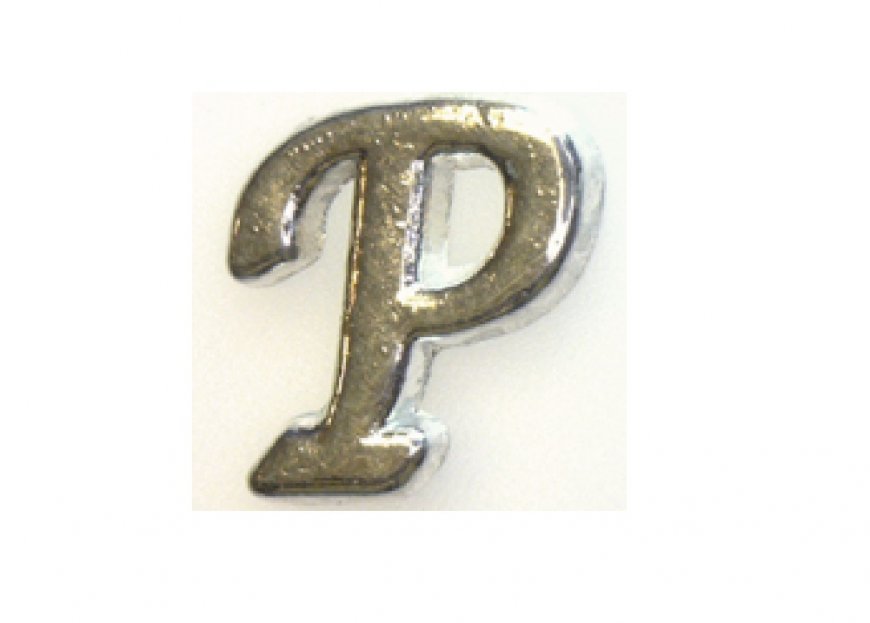 Silvertone flat letter P - floating memory locket charm - Click Image to Close