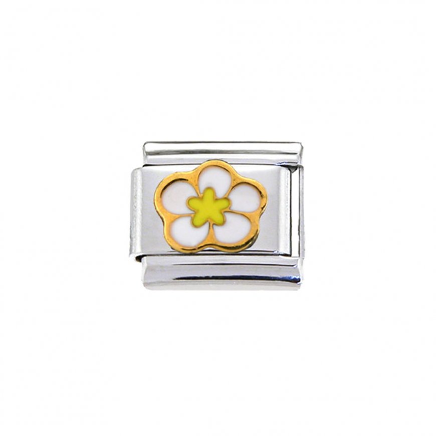 White Day Lily - 9mm enamel Italian charm - Click Image to Close