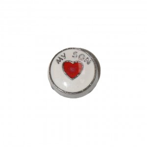 My son with red heart circle 7mm floating locket charm