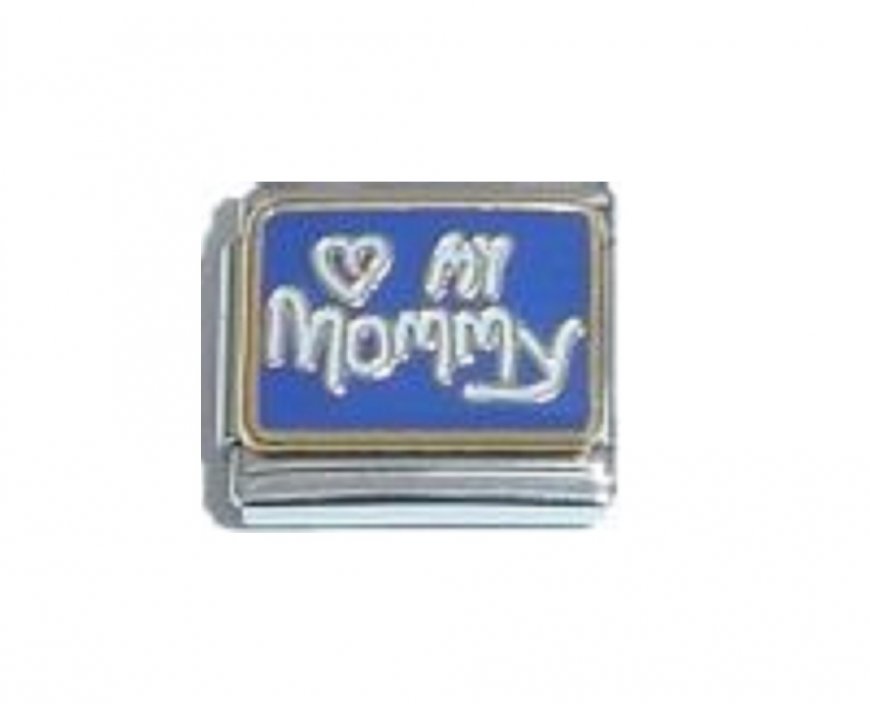 Love my Mommy - Blue enamel 9mm Italian charm - Click Image to Close