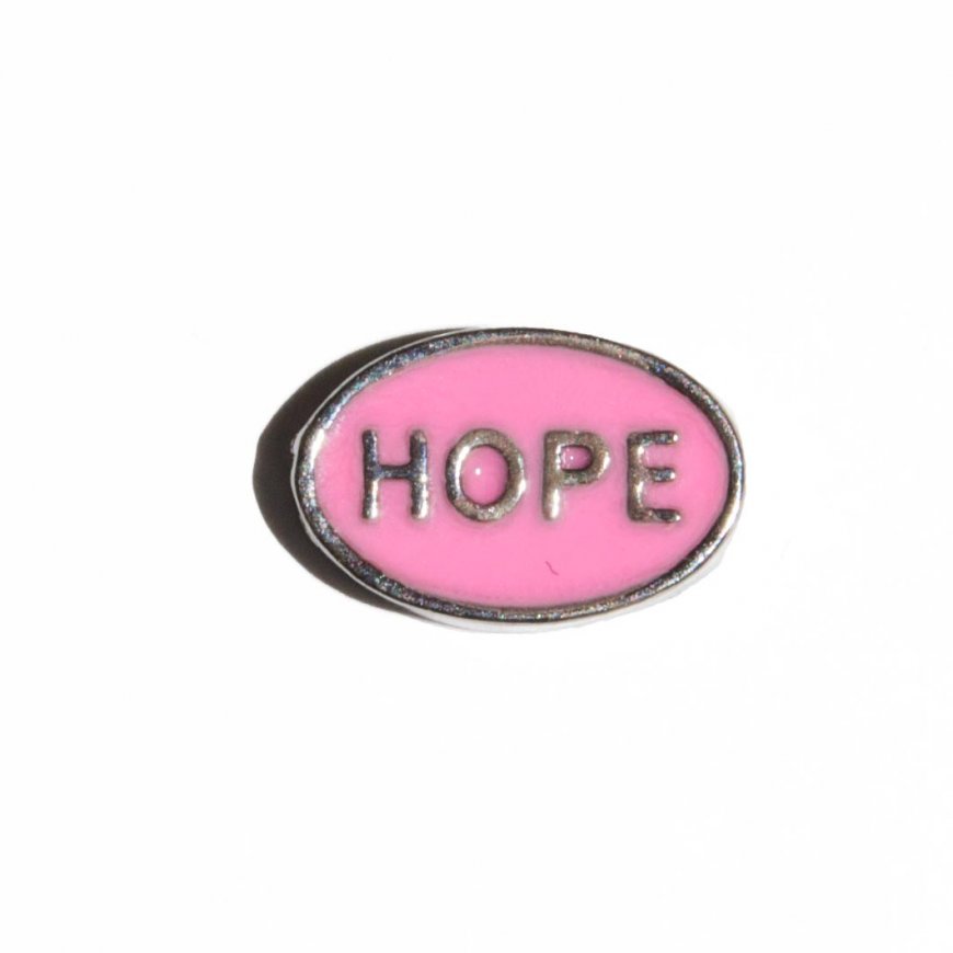 Hope pink oval 8mm floating locket charm - Click Image to Close