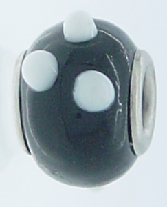 EB88 - Glass bead - Black bead with white dots