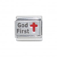 God First with red cross - laser 9mm Italian charm