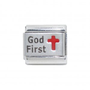 God First with red cross - laser 9mm Italian charm