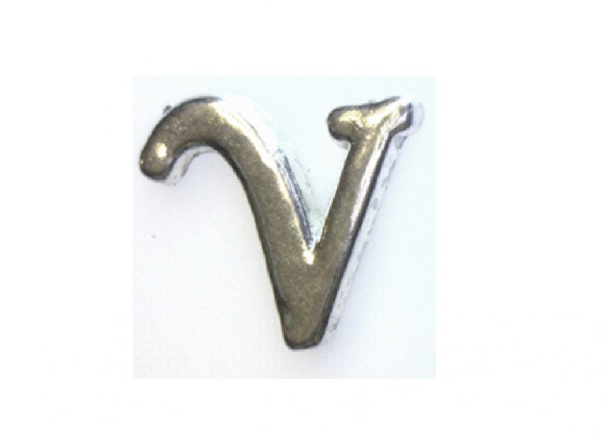 Silvertone flat letter V - floating memory locket charm - Click Image to Close