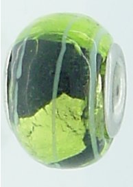 EB265 - Black and lime green foil bead - Click Image to Close