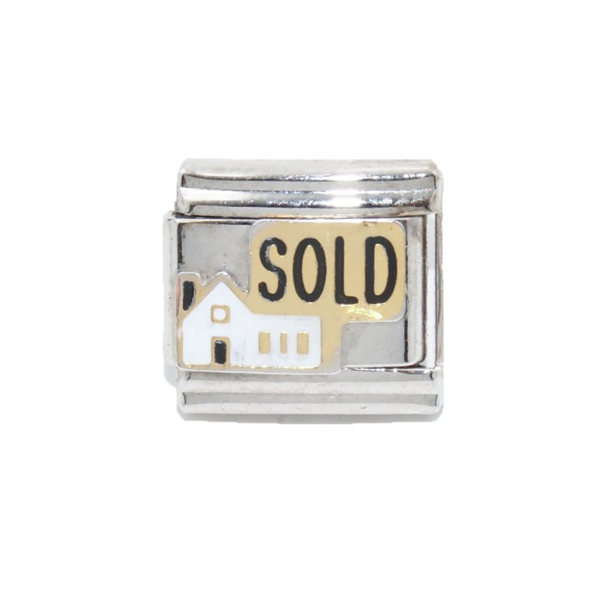 Estate agent - sold house - 9mm enamel Italian charm - Click Image to Close