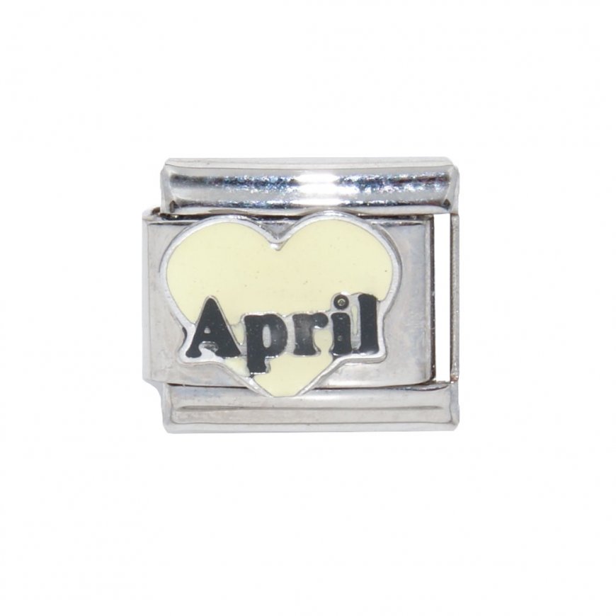 April in Sparkly Heart - Birthmonth 9mm Italian charm - Click Image to Close
