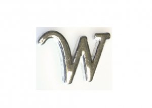 Silvertone flat letter W - floating memory locket charm