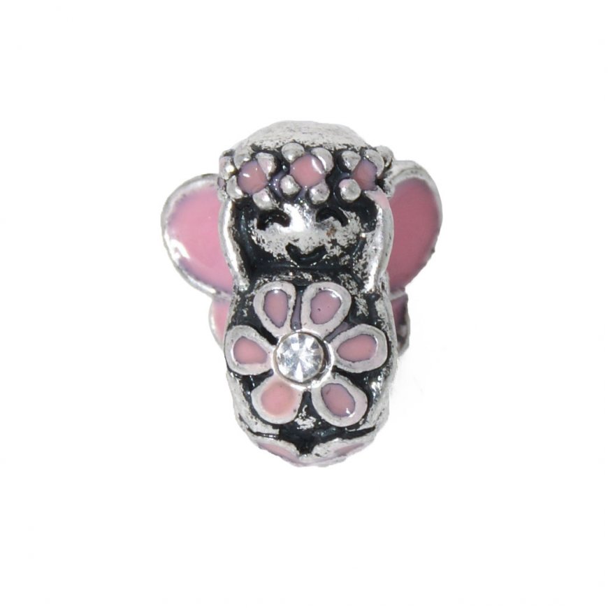 EB47 - Pink and silver fairy - European bead charm - Click Image to Close