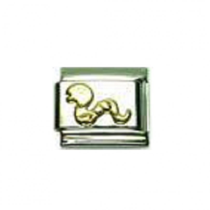 Snake - goldtone 9mm enamel Italian charm - Click Image to Close