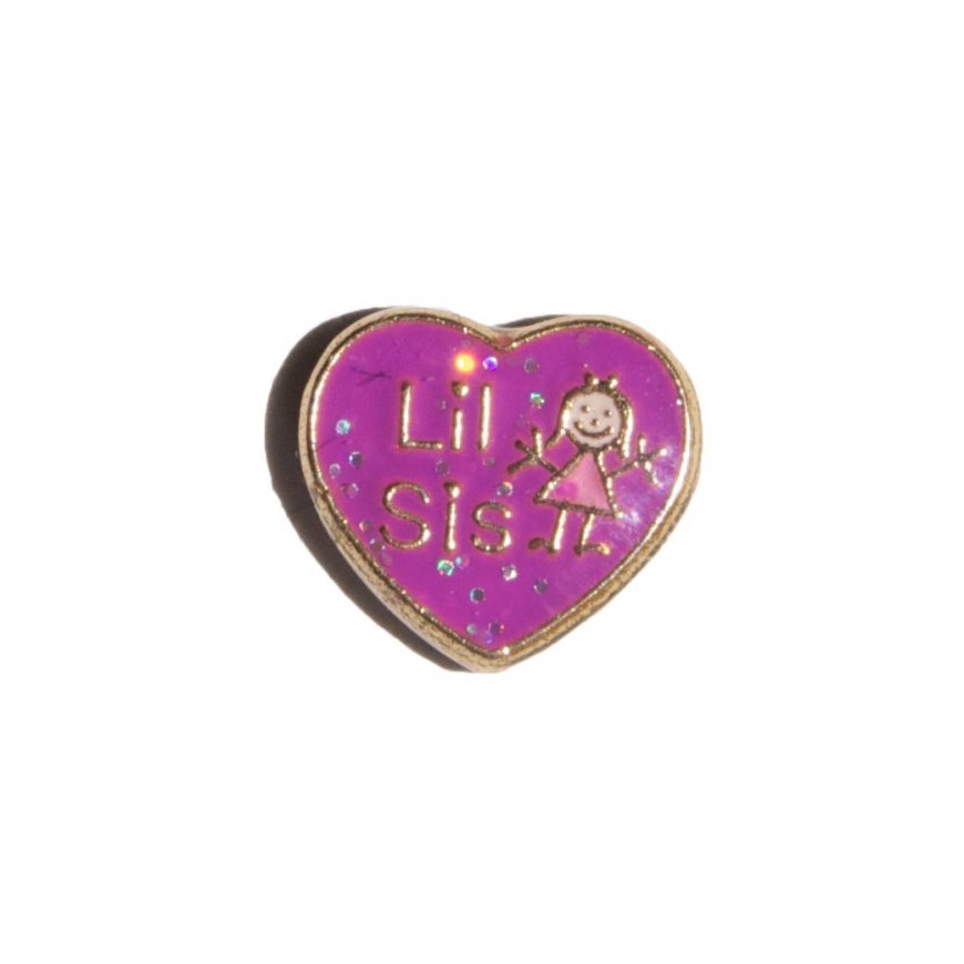 Lil sis purple 7mm floating locketc charm - Click Image to Close