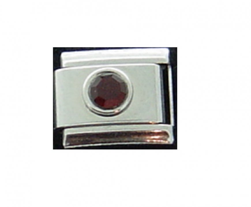 January small Circle Birthstone - Garnet - 9mm Italian Charm - Click Image to Close