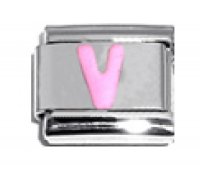 Pink Letter V - 9mm Italian charm