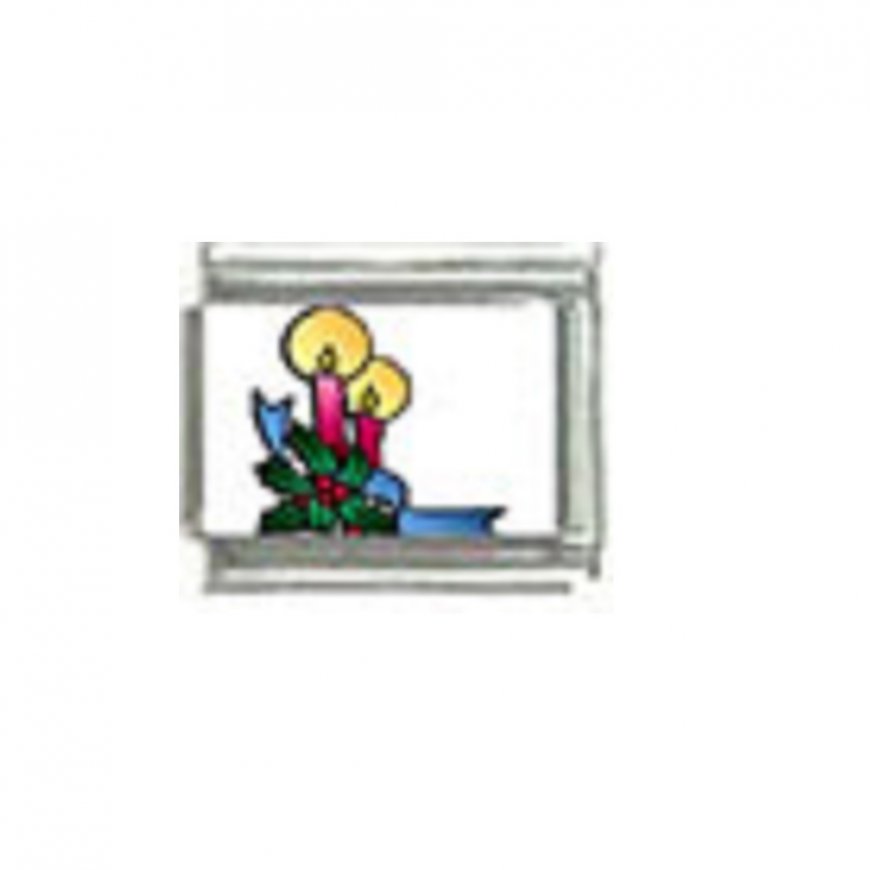 New Christmas (aq) - Candles 9mm Italian Charm - Click Image to Close