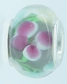EB308 - Mauve, blue pink and yellow flower bead - Click Image to Close