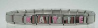 Any single name on Italian charm bracelet Pink & White letters