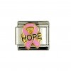 Pink Breast cancer ribbon with hope enamel - 9mm Italian charm