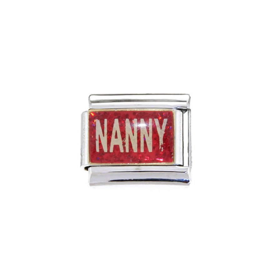 Nanny red sparkly - enamel 9mm Italian charm - Click Image to Close