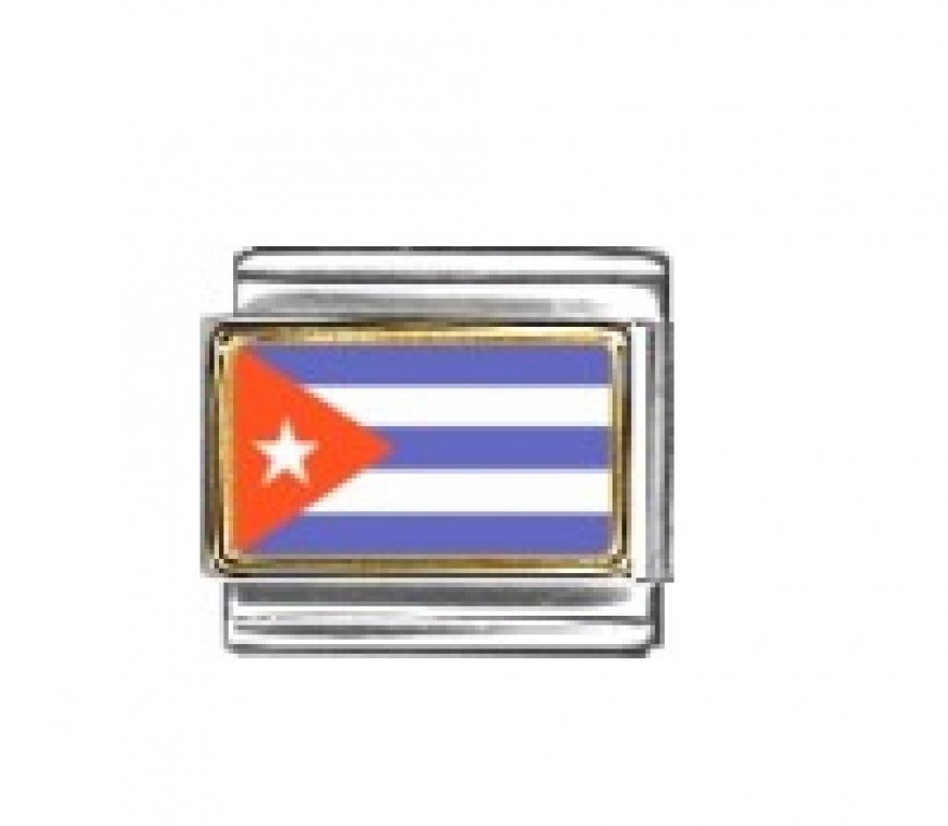 Flag - Cuba photo enamel 9mm Italian charm - Click Image to Close