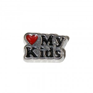 Love my kids with red heart 9mm floating locket charm