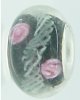 EB125 - Glass bead - Black bead with pink flower and white