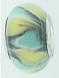 EB127 - Glass bead - Turquoise yellow and black - Click Image to Close