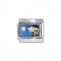 Wolf howling in moonlight - photo 9mm Italian charm