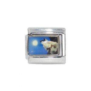 Wolf howling in moonlight - photo 9mm Italian charm