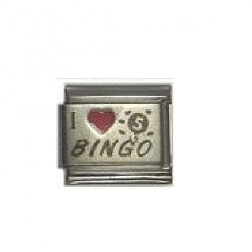 I love Bingo - 9mm red heart Laser Italian charm - Click Image to Close