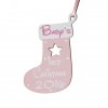 Baby's 1st Christmas small Wooden Stocking - Pink Girl