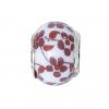 EB51 - Glass bead - White with red flowers - European bead charm
