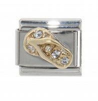 Flip flop with clear stones - 9mm enamel Italian charm