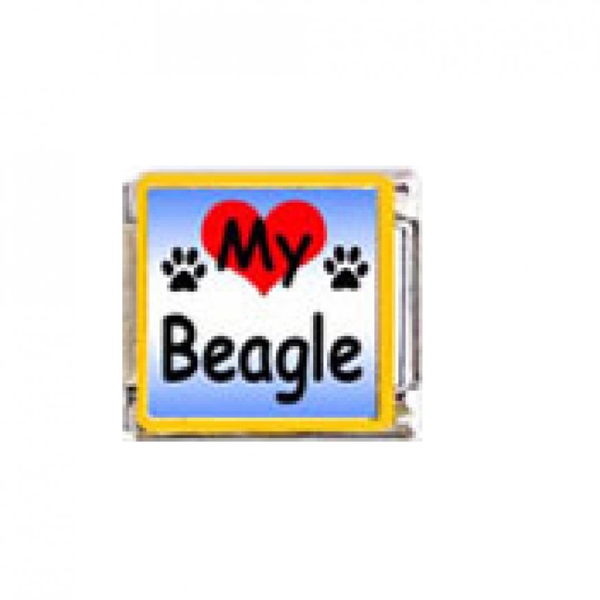 Love my Beagle - dog - enamel 9mm Italian charm - Click Image to Close
