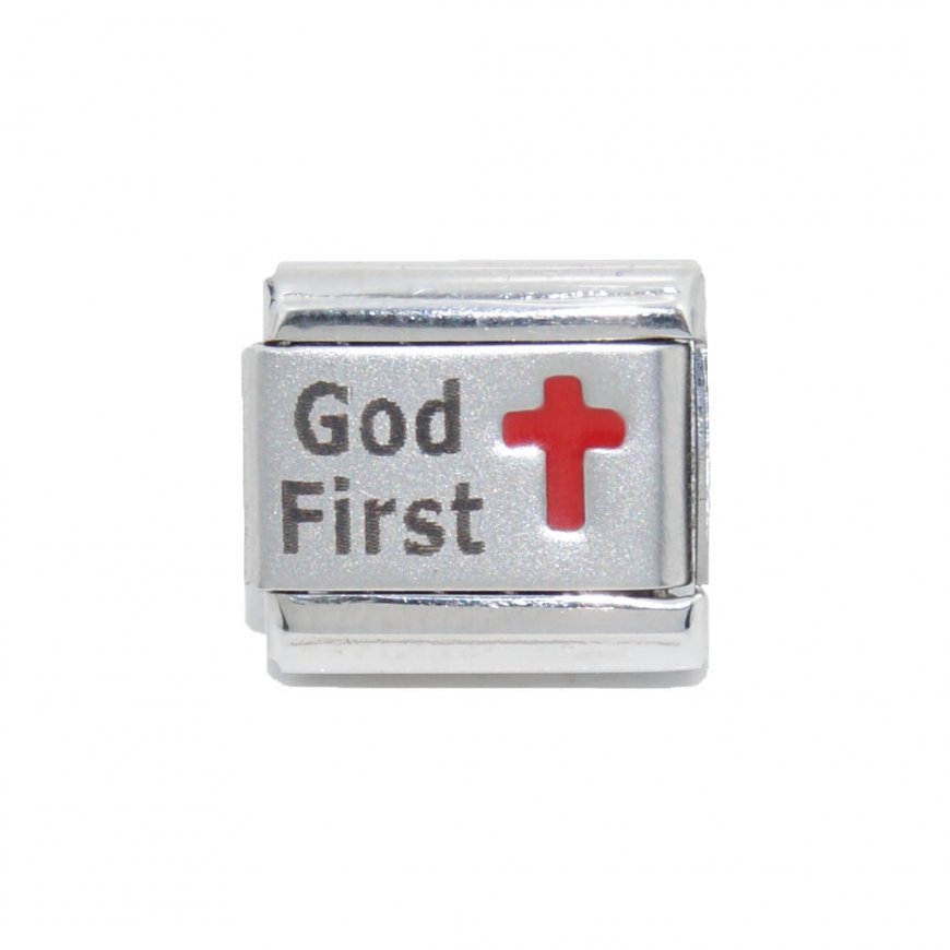 God First with red cross - laser 9mm Italian charm - Click Image to Close