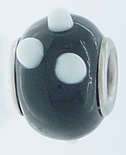 EB88 - Glass bead - Black bead with white dots - Click Image to Close