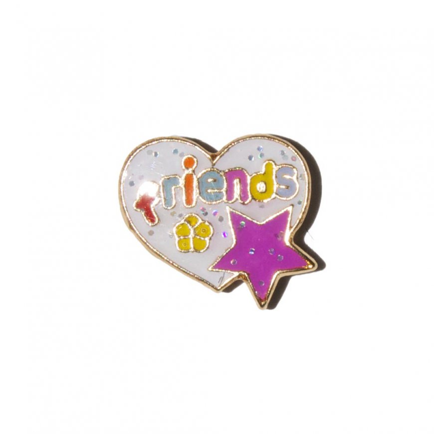 Friends in heart with purple star 9mm floating locket charm - Click Image to Close